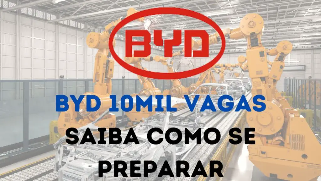 Fábrica da BYD em Camaçari com trabalhadores locais se preparando para operar a linha de produção de veículos elétricos.